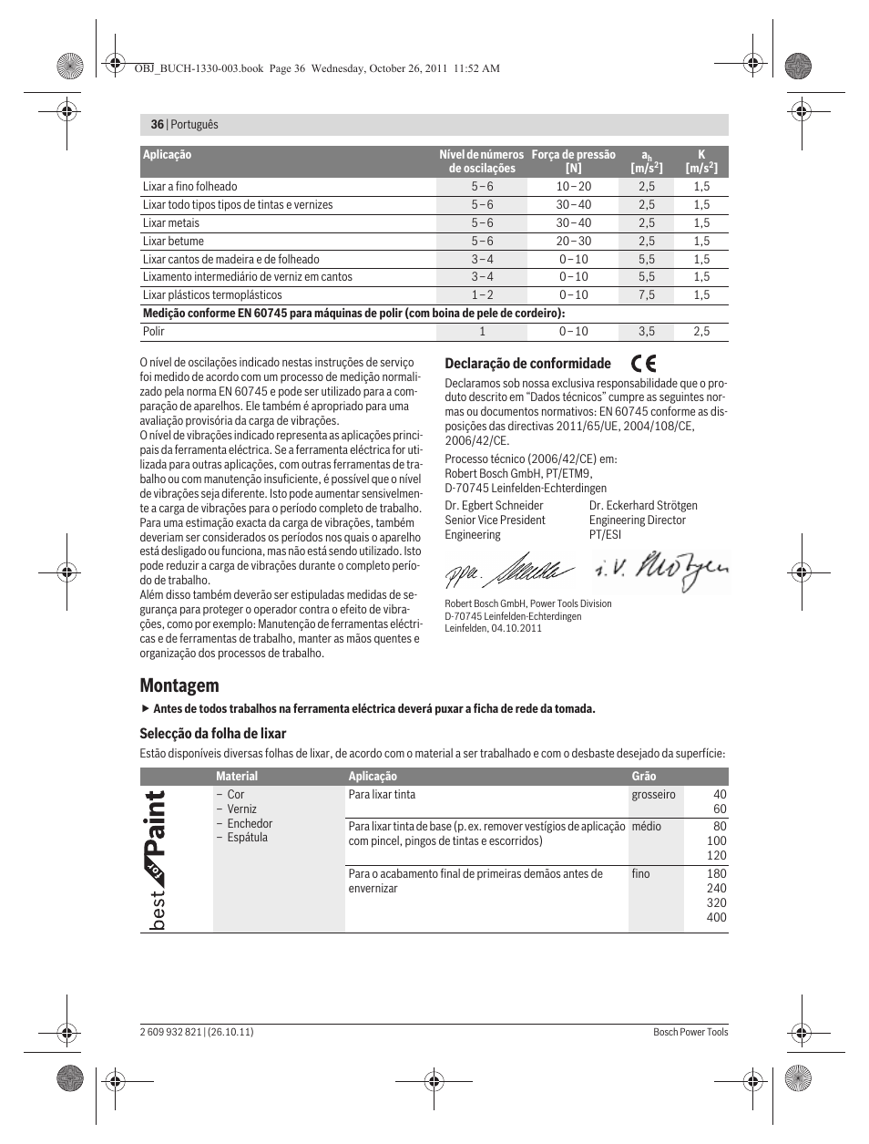 Montagem | Bosch GEX 125-150 AVE Professional User Manual | Page 36 / 194