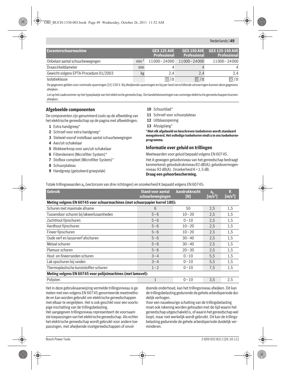 Bosch GEX 125-150 AVE Professional User Manual | Page 49 / 194