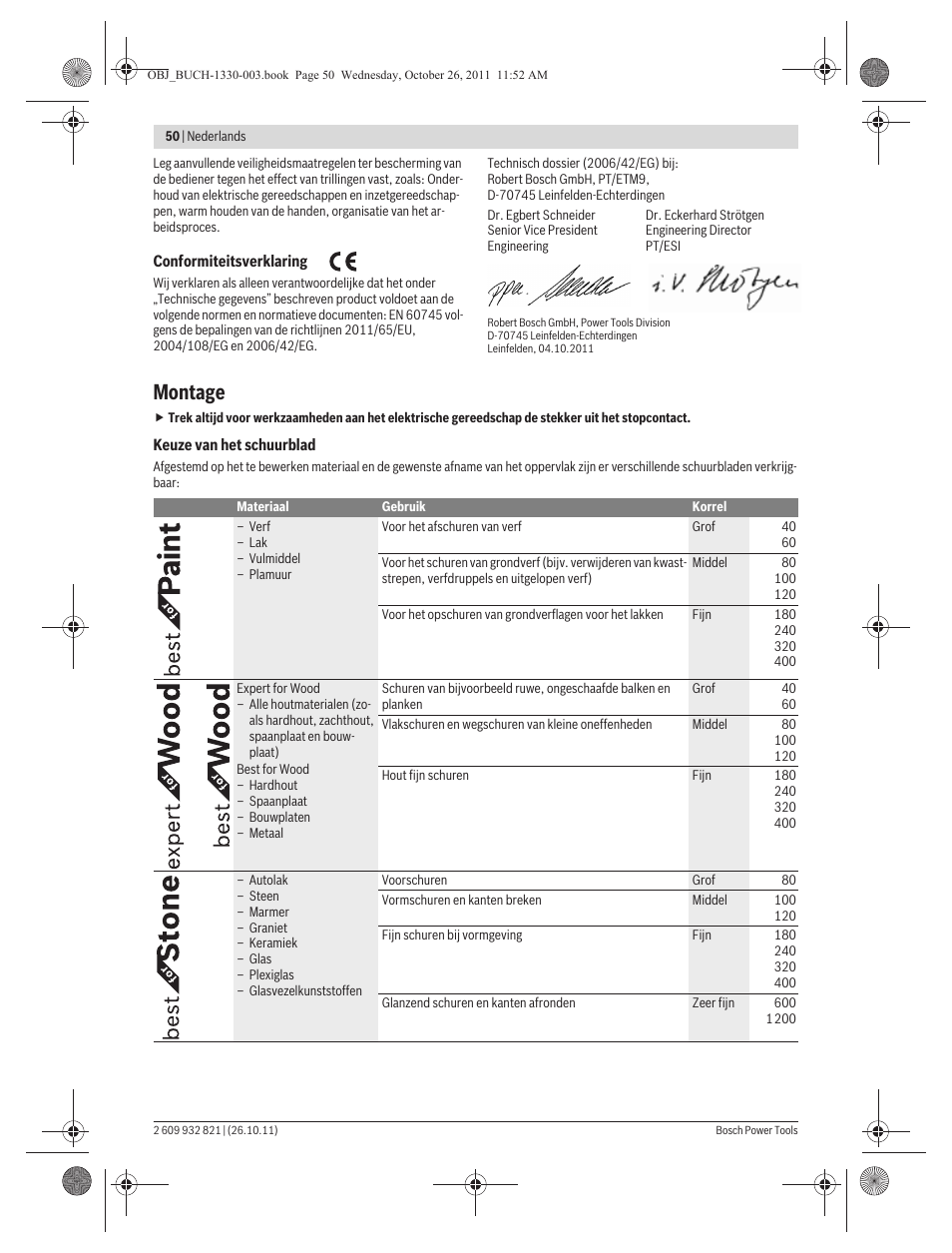 Montage | Bosch GEX 125-150 AVE Professional User Manual | Page 50 / 194