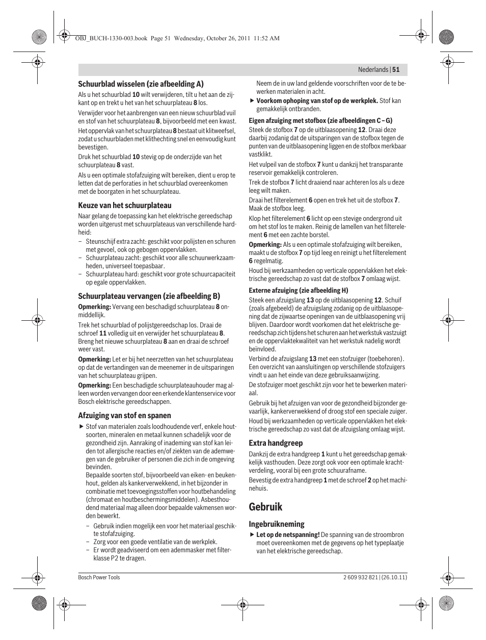 Gebruik | Bosch GEX 125-150 AVE Professional User Manual | Page 51 / 194