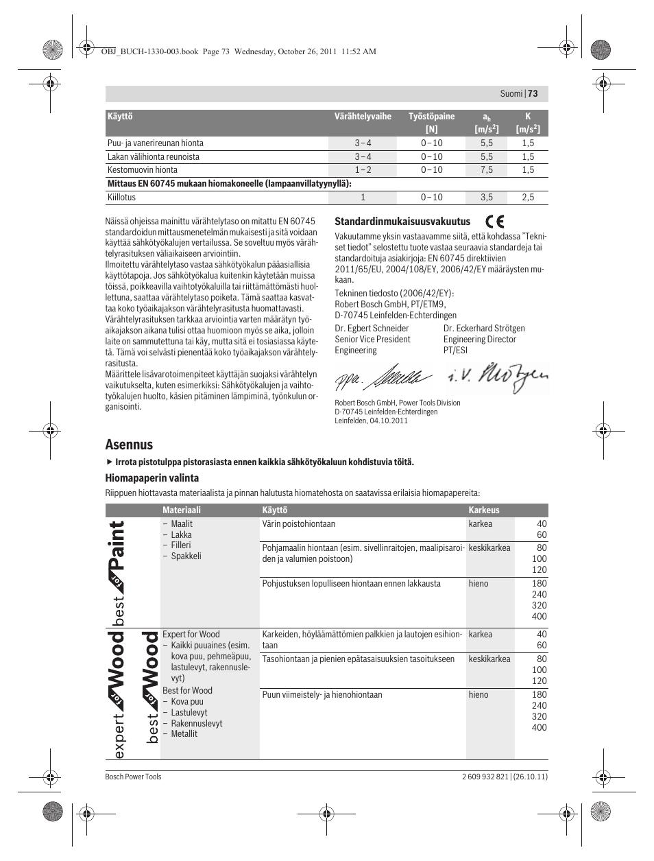 Asennus | Bosch GEX 125-150 AVE Professional User Manual | Page 73 / 194