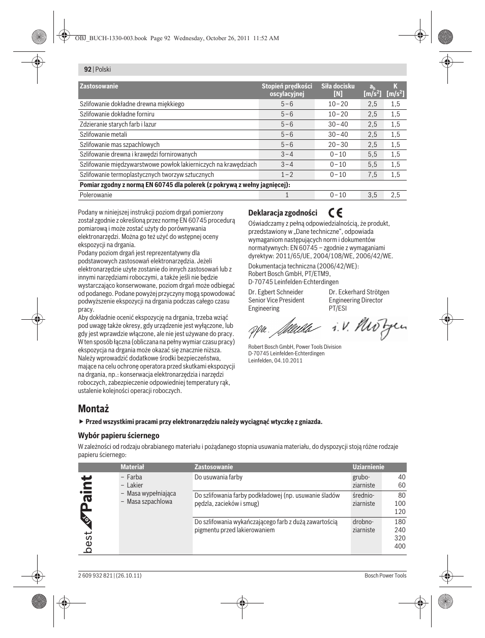 Montaż | Bosch GEX 125-150 AVE Professional User Manual | Page 92 / 194