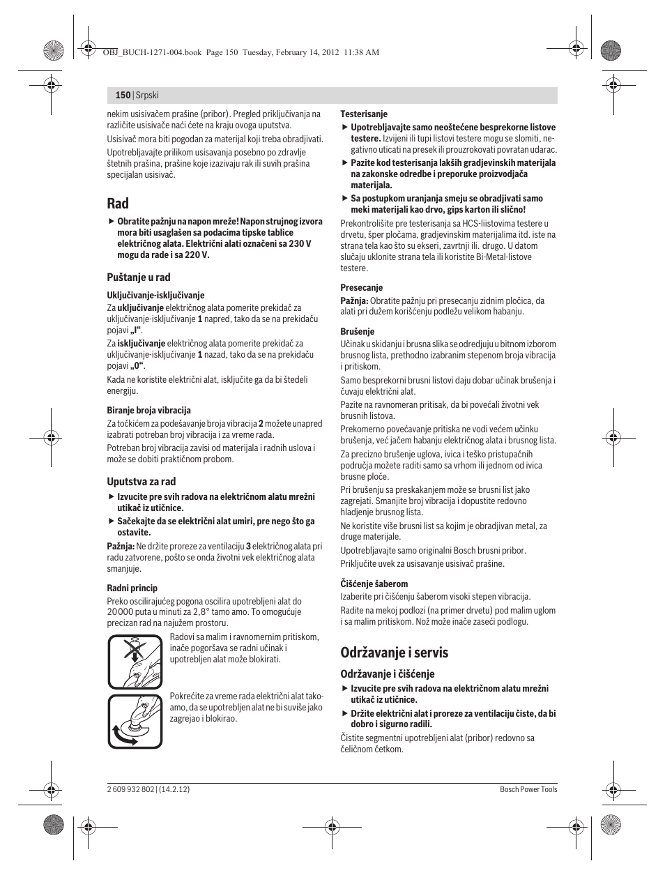 Održavanje i servis | Bosch GOP 250 CE Professional User Manual | Page 150 / 199