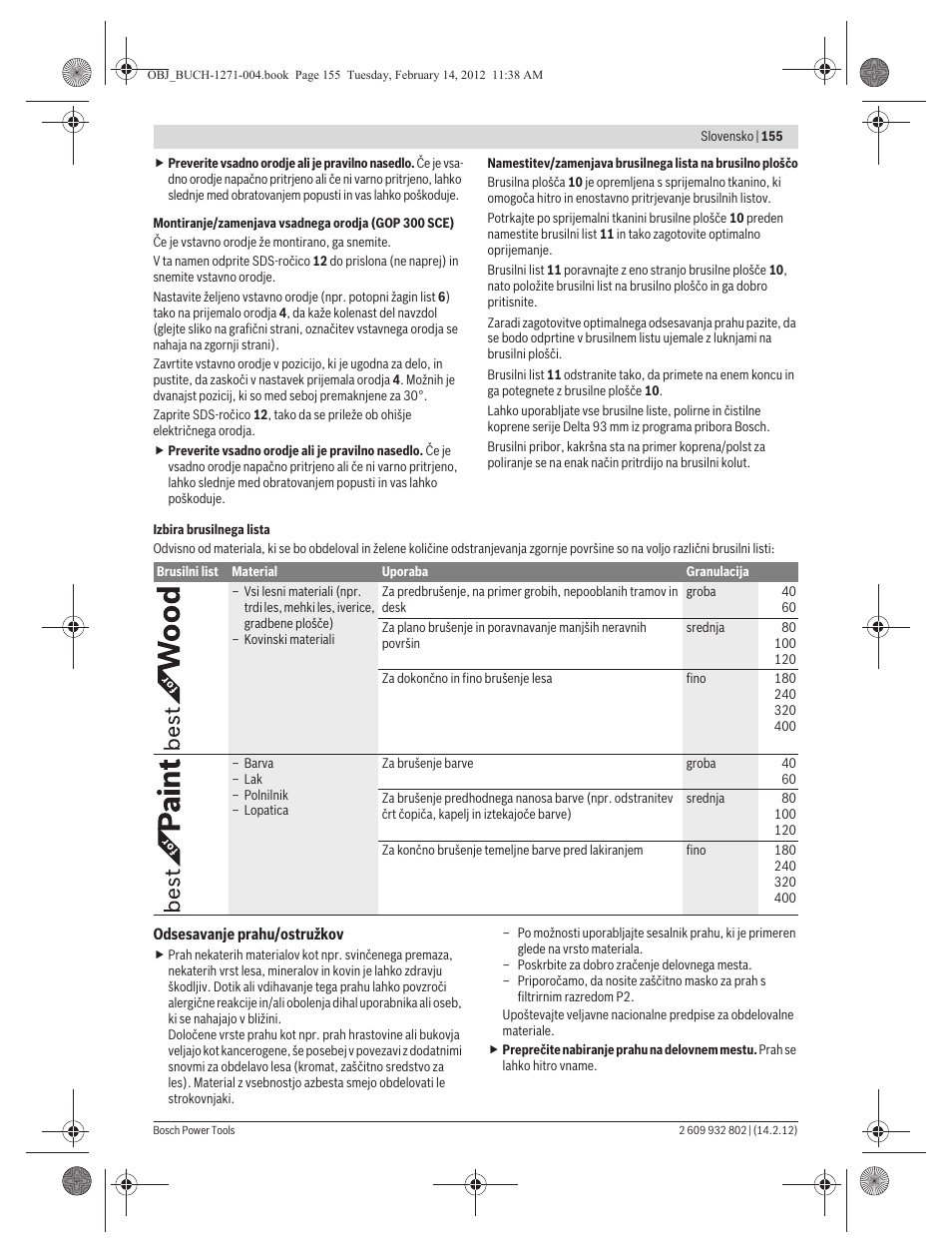 Bosch GOP 250 CE Professional User Manual | Page 155 / 199