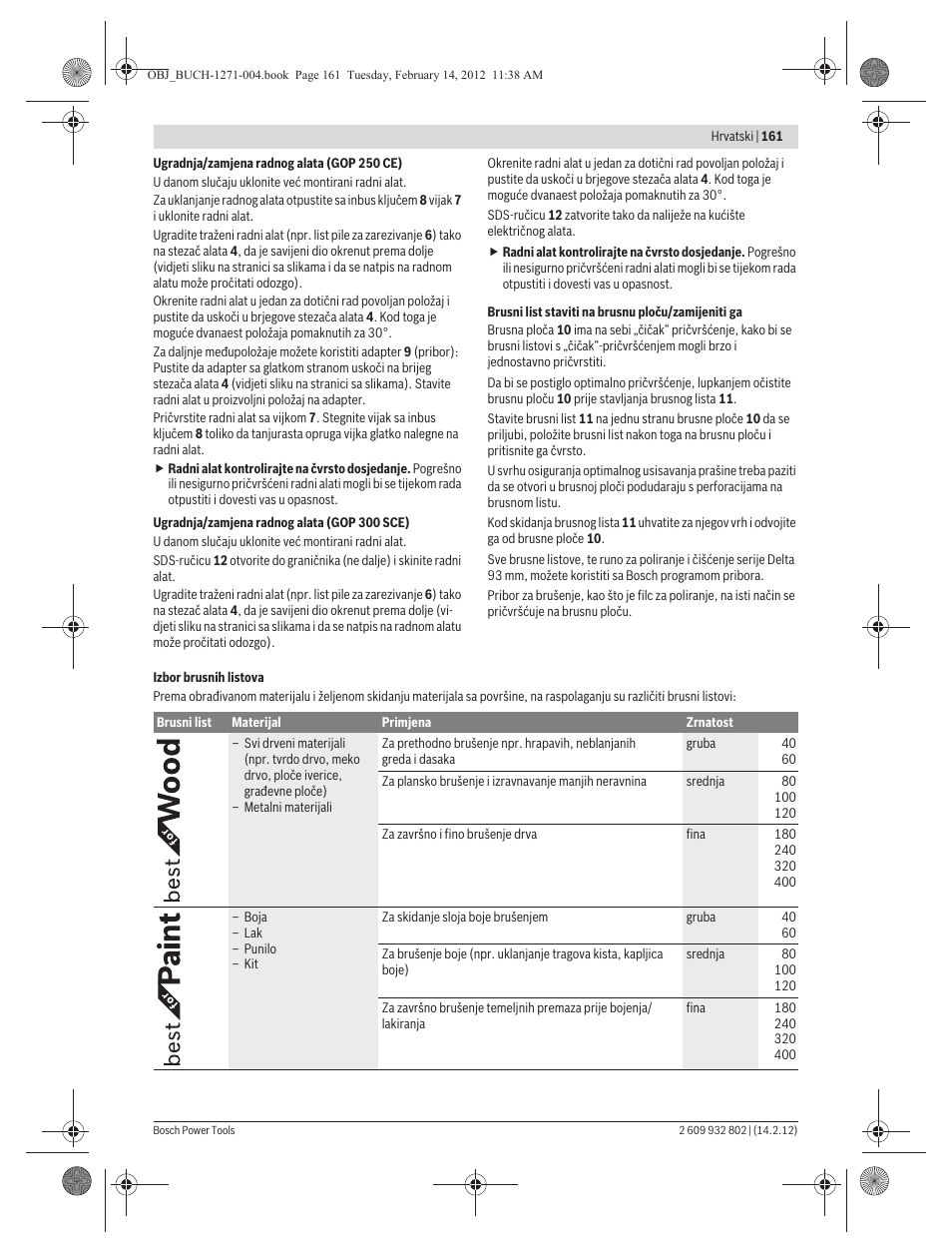 Bosch GOP 250 CE Professional User Manual | Page 161 / 199