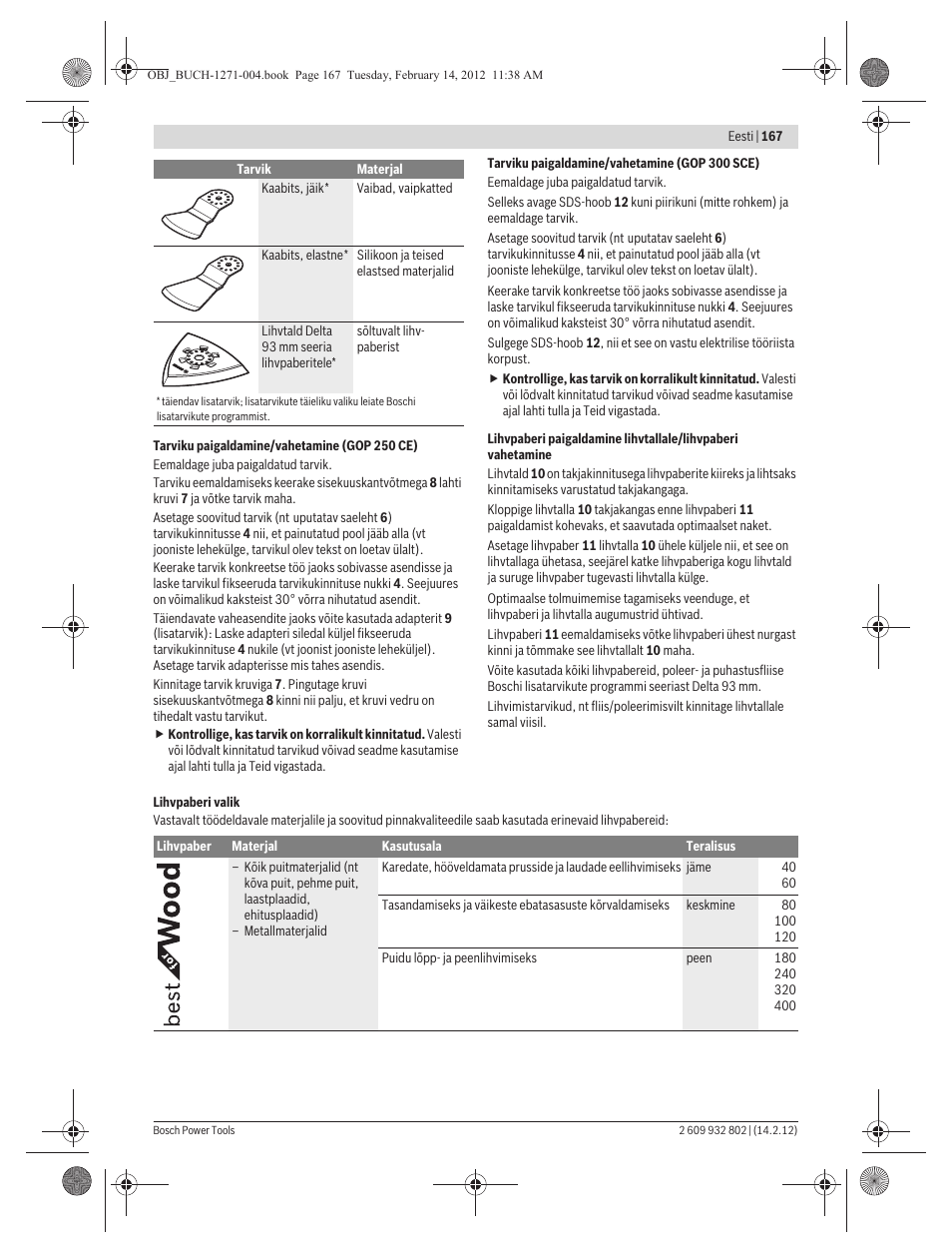 Bosch GOP 250 CE Professional User Manual | Page 167 / 199