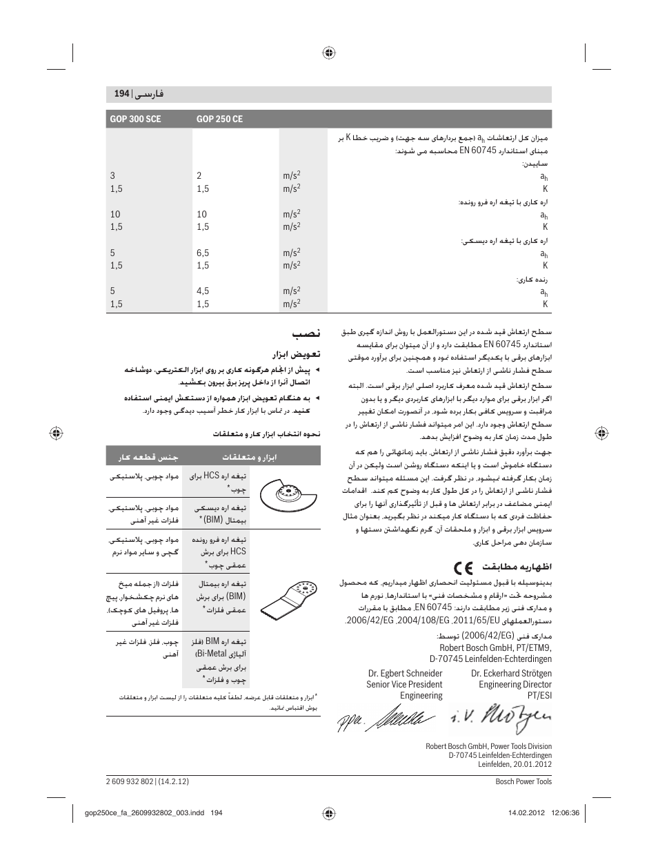 ﺳرﺎﻓ, ﺖﻘﺑﺎﻄﻣ ﻪ رﺎﻬﻇا, راﺰﺑا ﺾ ﻮﻌﺗ | Bosch GOP 250 CE Professional User Manual | Page 194 / 199