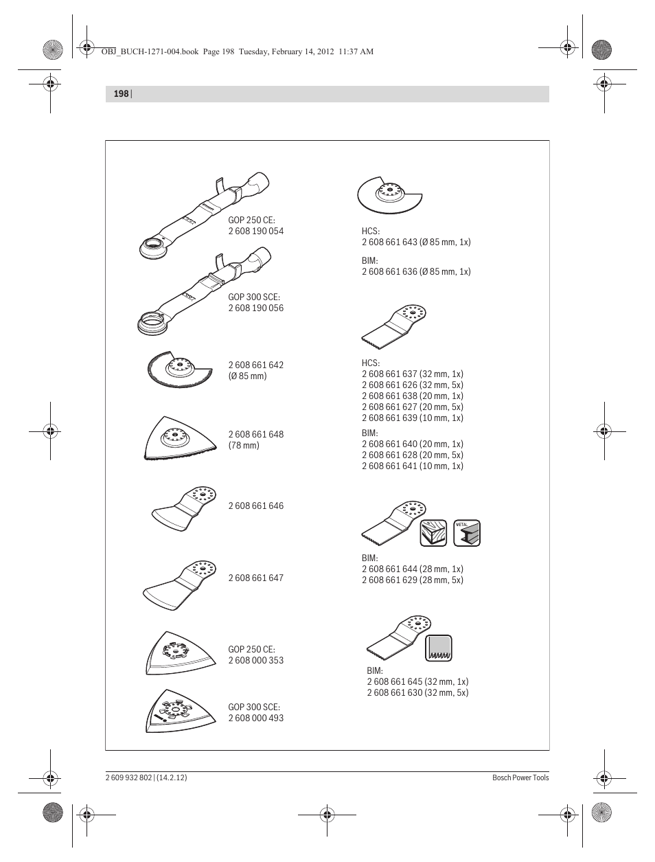 Bosch GOP 250 CE Professional User Manual | Page 198 / 199
