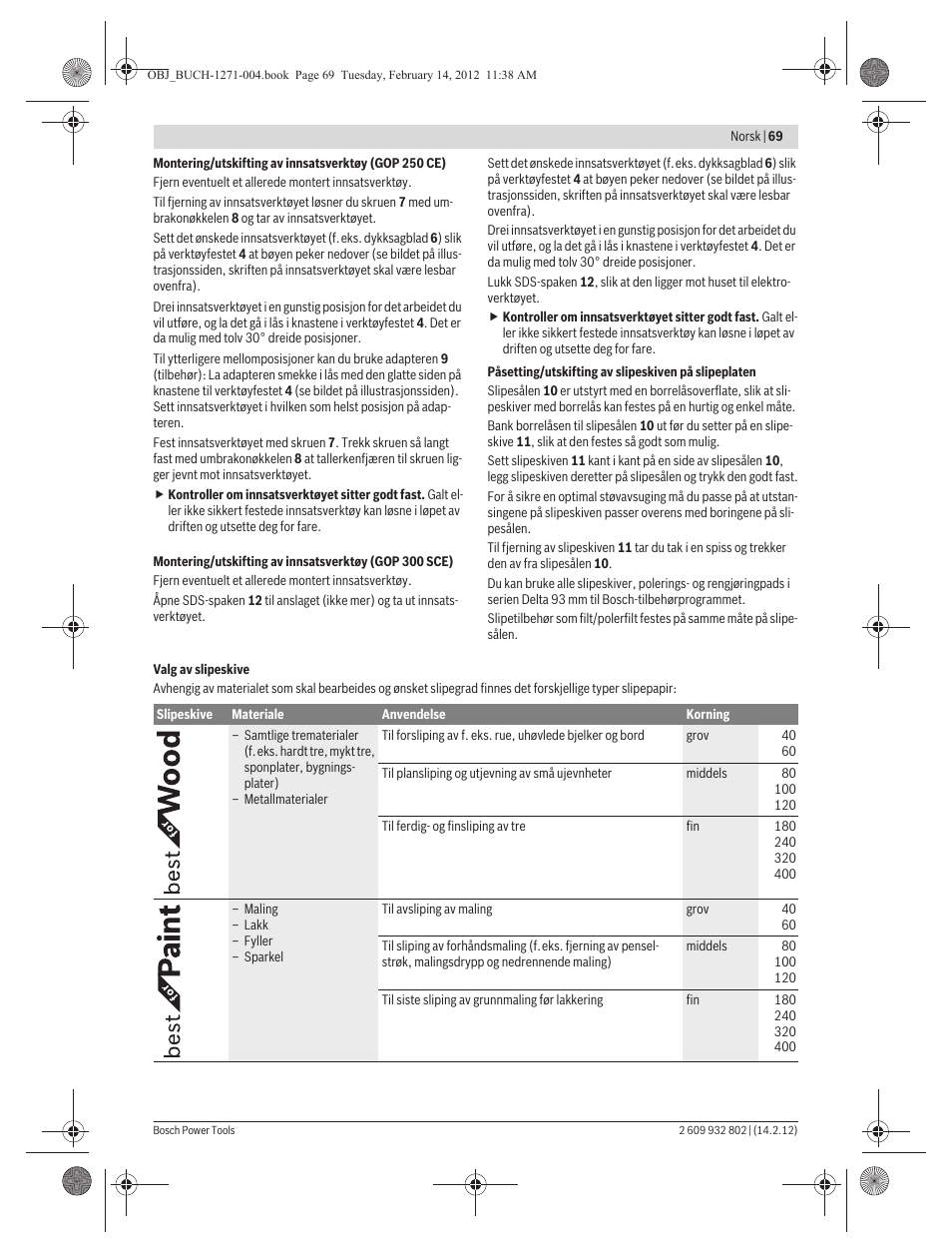 Bosch GOP 250 CE Professional User Manual | Page 69 / 199
