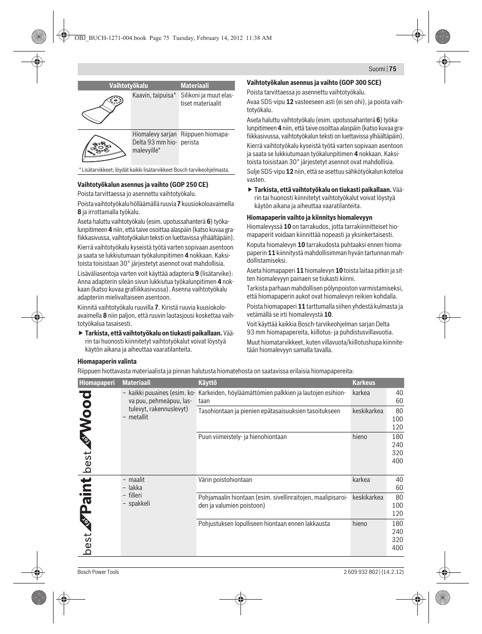 Bosch GOP 250 CE Professional User Manual | Page 75 / 199
