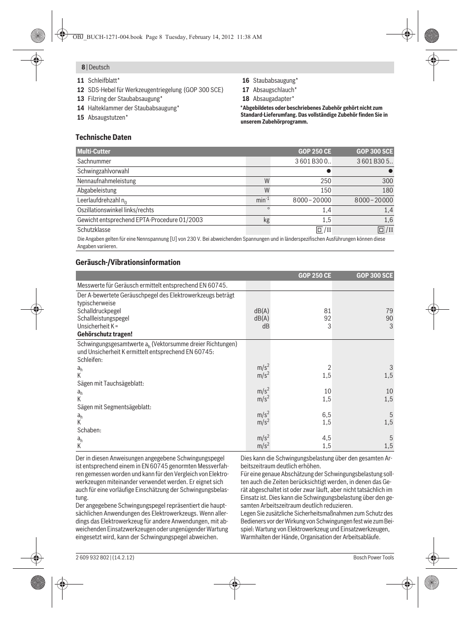 Bosch GOP 250 CE Professional User Manual | Page 8 / 199