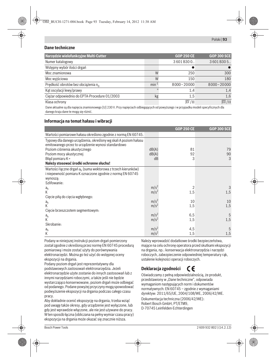 Bosch GOP 250 CE Professional User Manual | Page 93 / 199