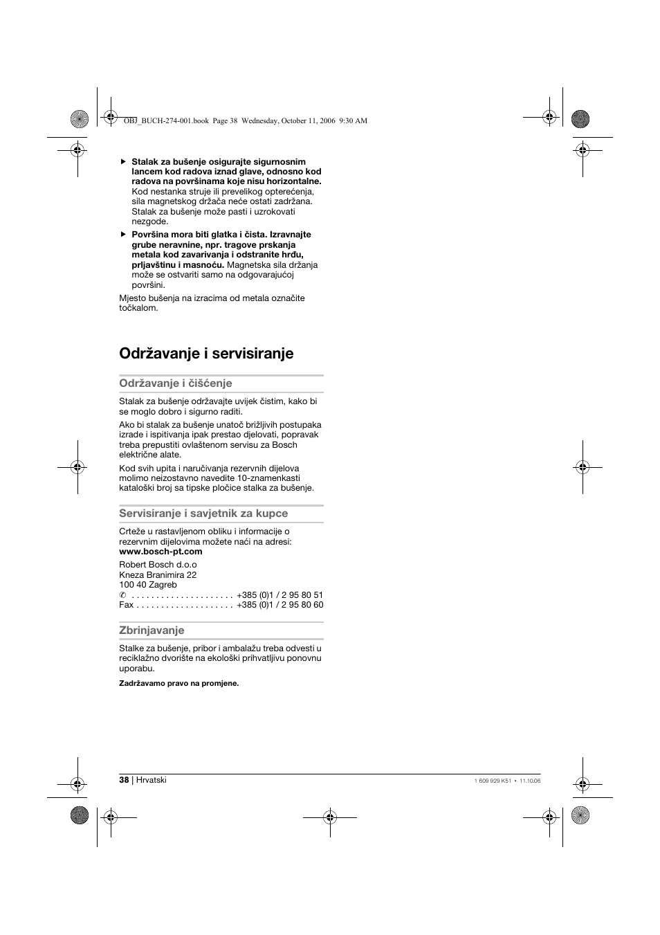 Održavanje i servisiranje | Bosch GMB 32 Professional User Manual | Page 38 / 48