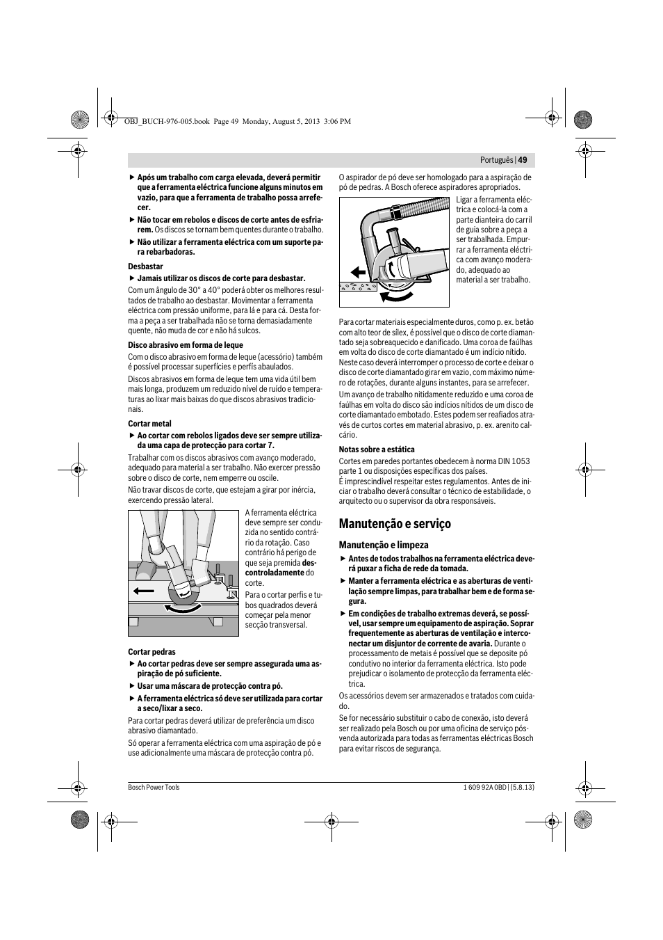 Manutenção e serviço | Bosch PWS 20-230 J User Manual | Page 49 / 267
