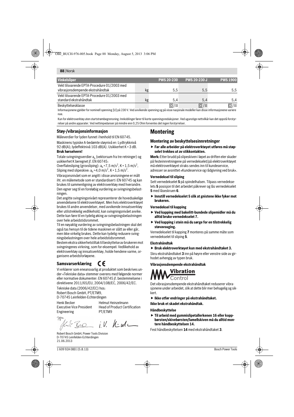 Montering | Bosch PWS 20-230 J User Manual | Page 88 / 267
