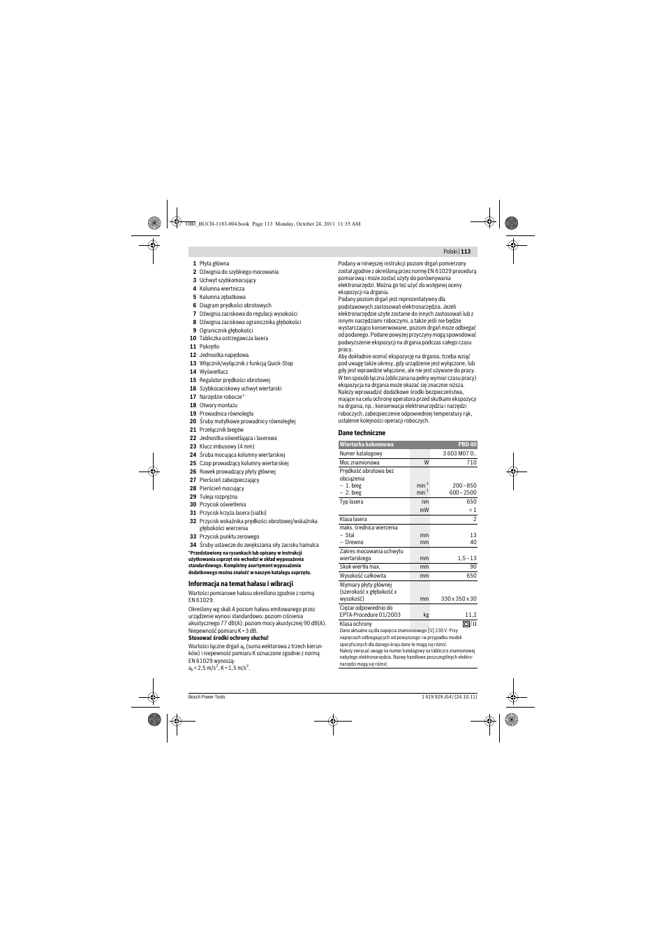 Bosch PBD 40 User Manual | Page 113 / 221