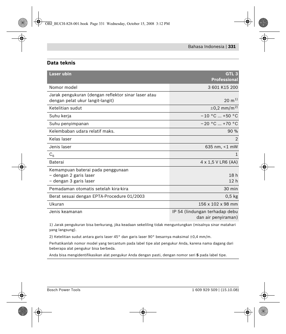 Bosch GTL 3 Professional User Manual | Page 331 / 368