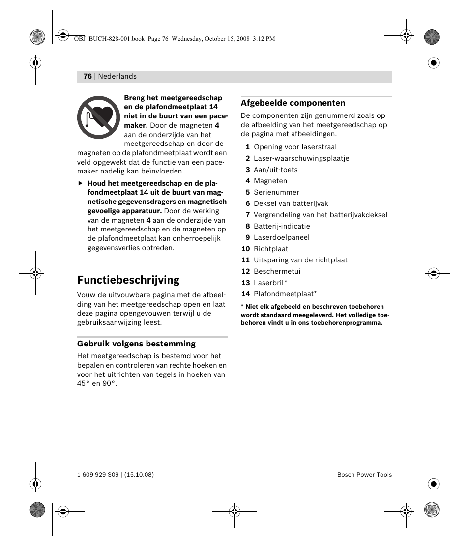 Functiebeschrijving | Bosch GTL 3 Professional User Manual | Page 76 / 368
