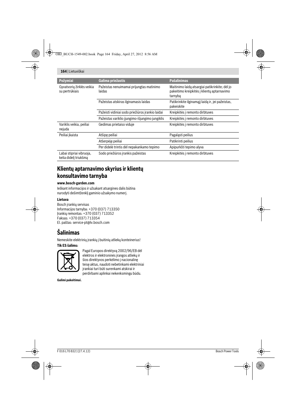Šalinimas | Bosch AHS 45-26 User Manual | Page 164 / 168
