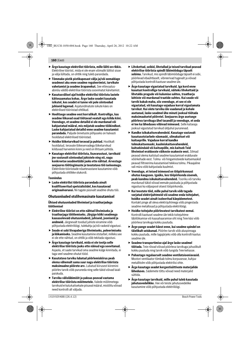 Bosch GGS 6 S Professional User Manual | Page 160 / 190