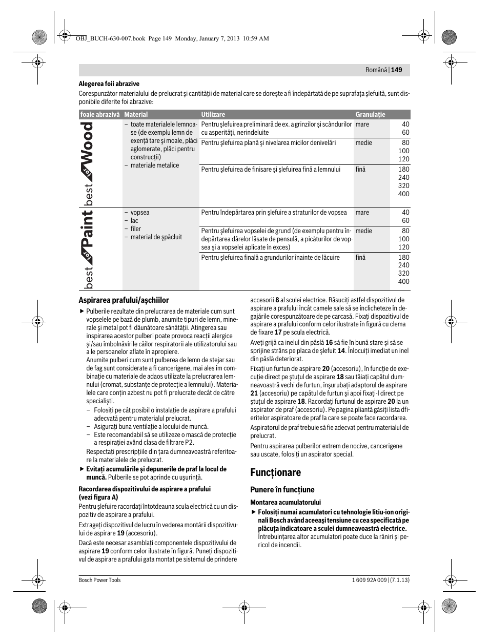 Funcţionare | Bosch GOP 10,8 V-LI Professional User Manual | Page 149 / 215