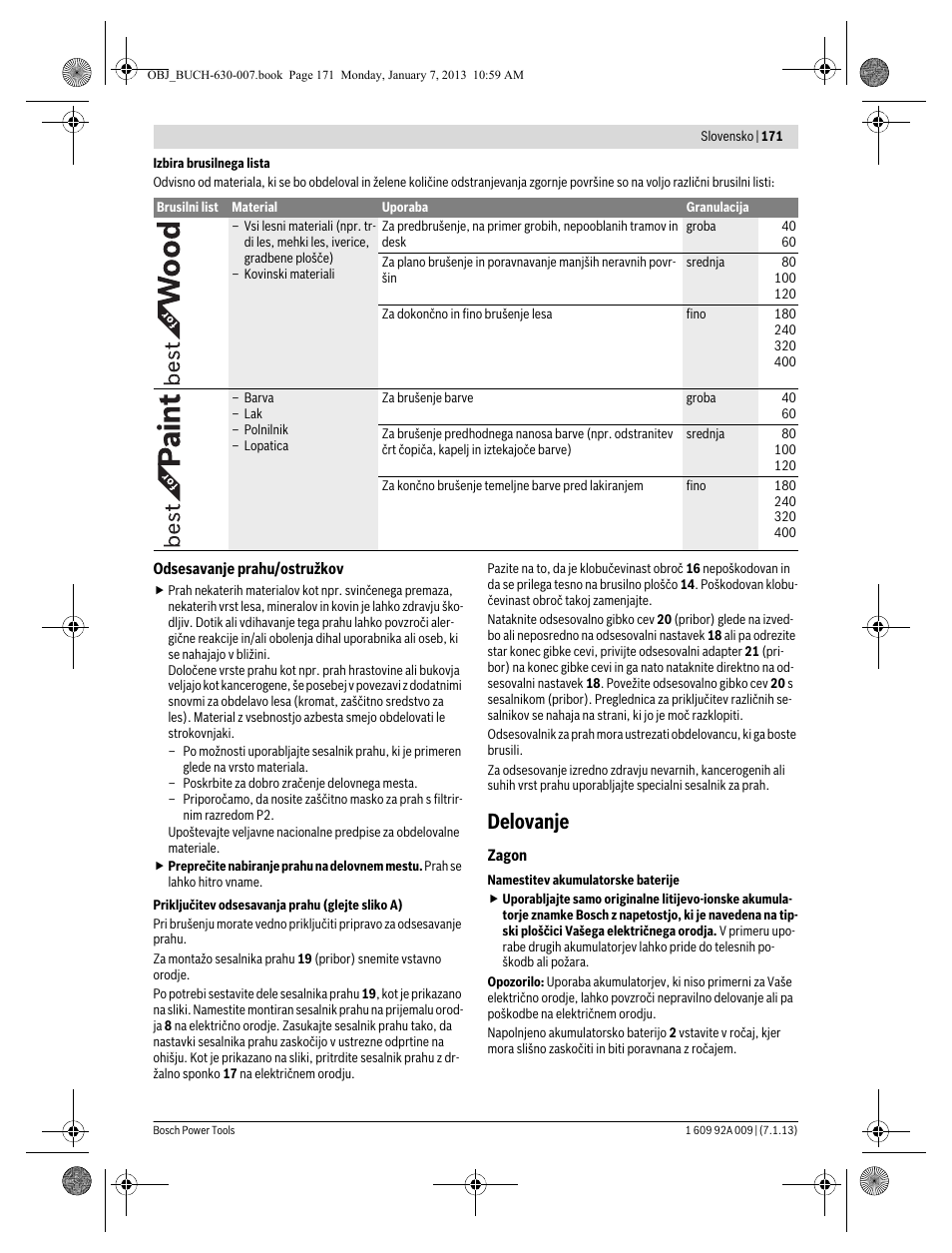 Delovanje | Bosch GOP 10,8 V-LI Professional User Manual | Page 171 / 215