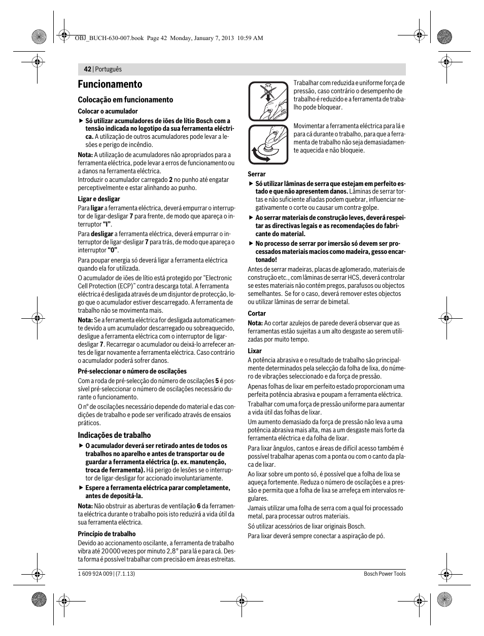 Funcionamento | Bosch GOP 10,8 V-LI Professional User Manual | Page 42 / 215
