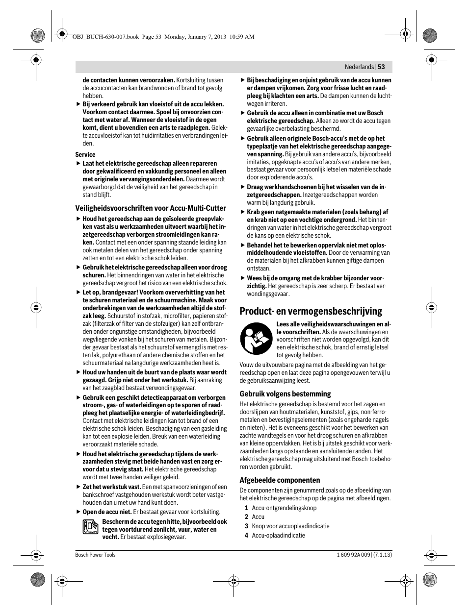 Product- en vermogensbeschrijving | Bosch GOP 10,8 V-LI Professional User Manual | Page 53 / 215