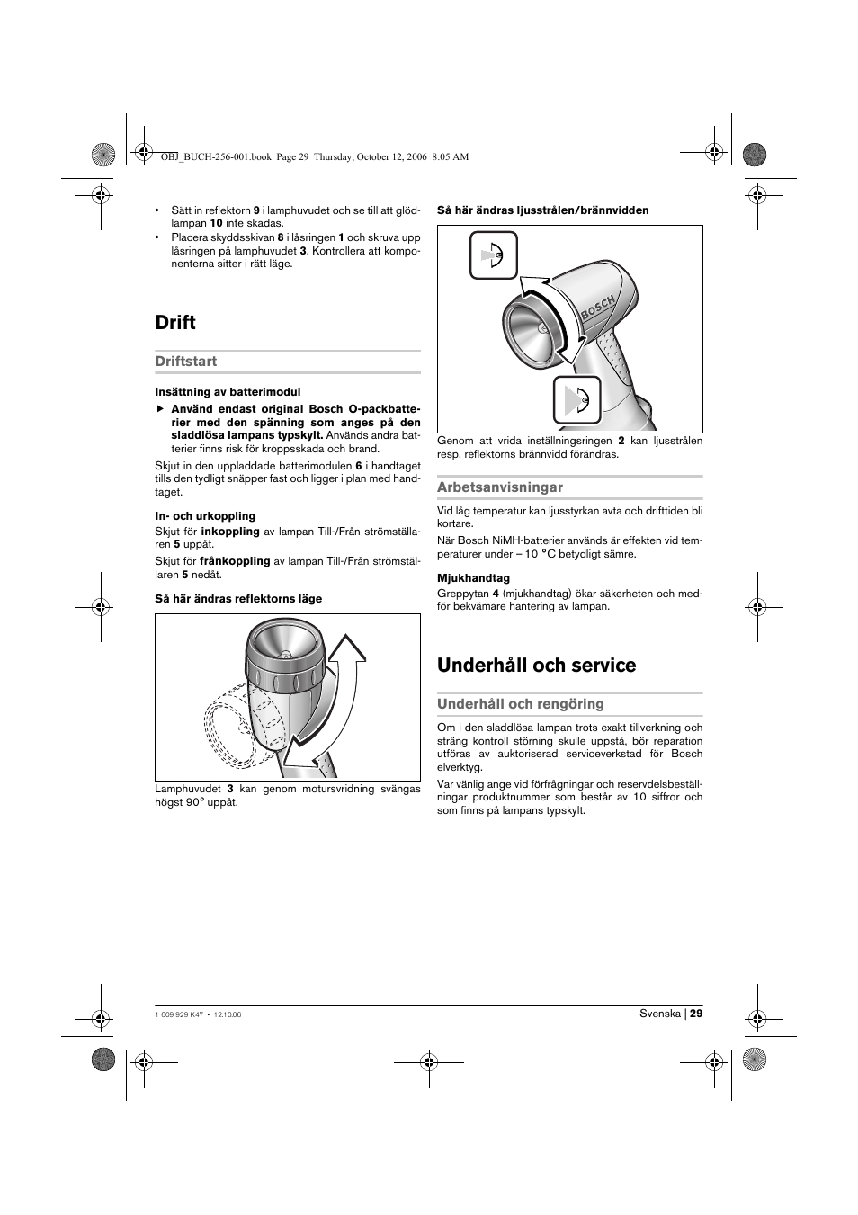 Drift, Underhåll och service | Bosch GLI 14,4 V Professional User Manual | Page 29 / 86