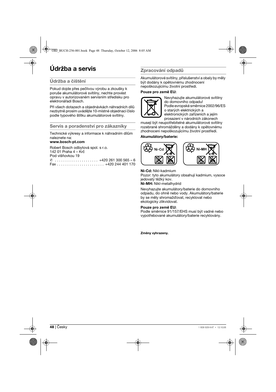 Údržba a servis | Bosch GLI 14,4 V Professional User Manual | Page 48 / 86