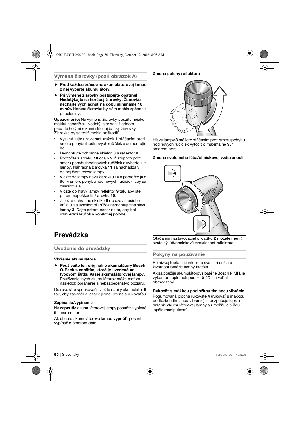 Prevádzka | Bosch GLI 14,4 V Professional User Manual | Page 50 / 86