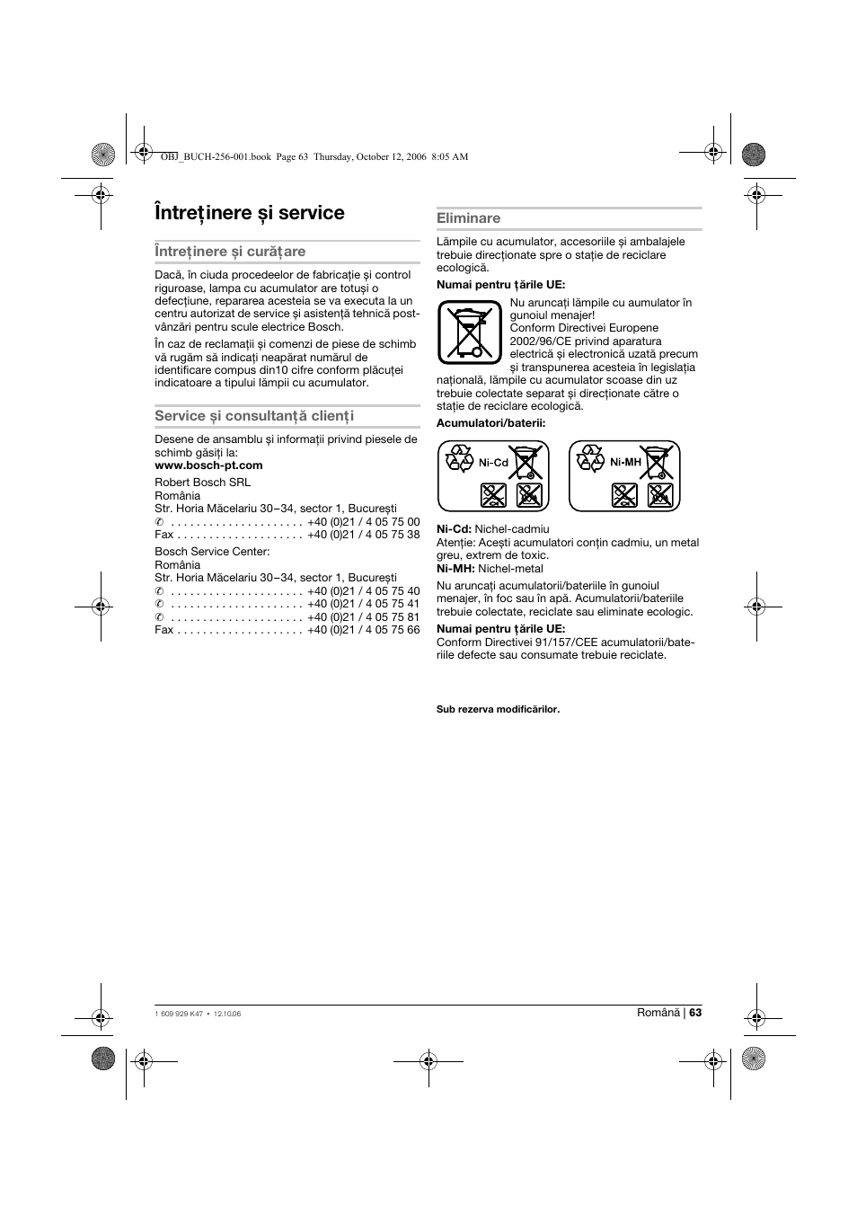 Întreţinere și service | Bosch GLI 14,4 V Professional User Manual | Page 63 / 86