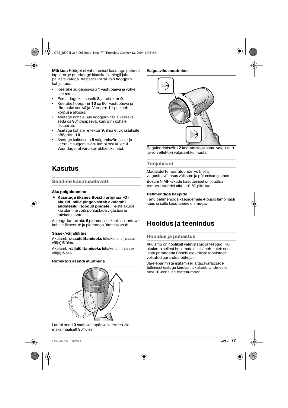 Kasutus, Hooldus ja teenindus | Bosch GLI 14,4 V Professional User Manual | Page 77 / 86