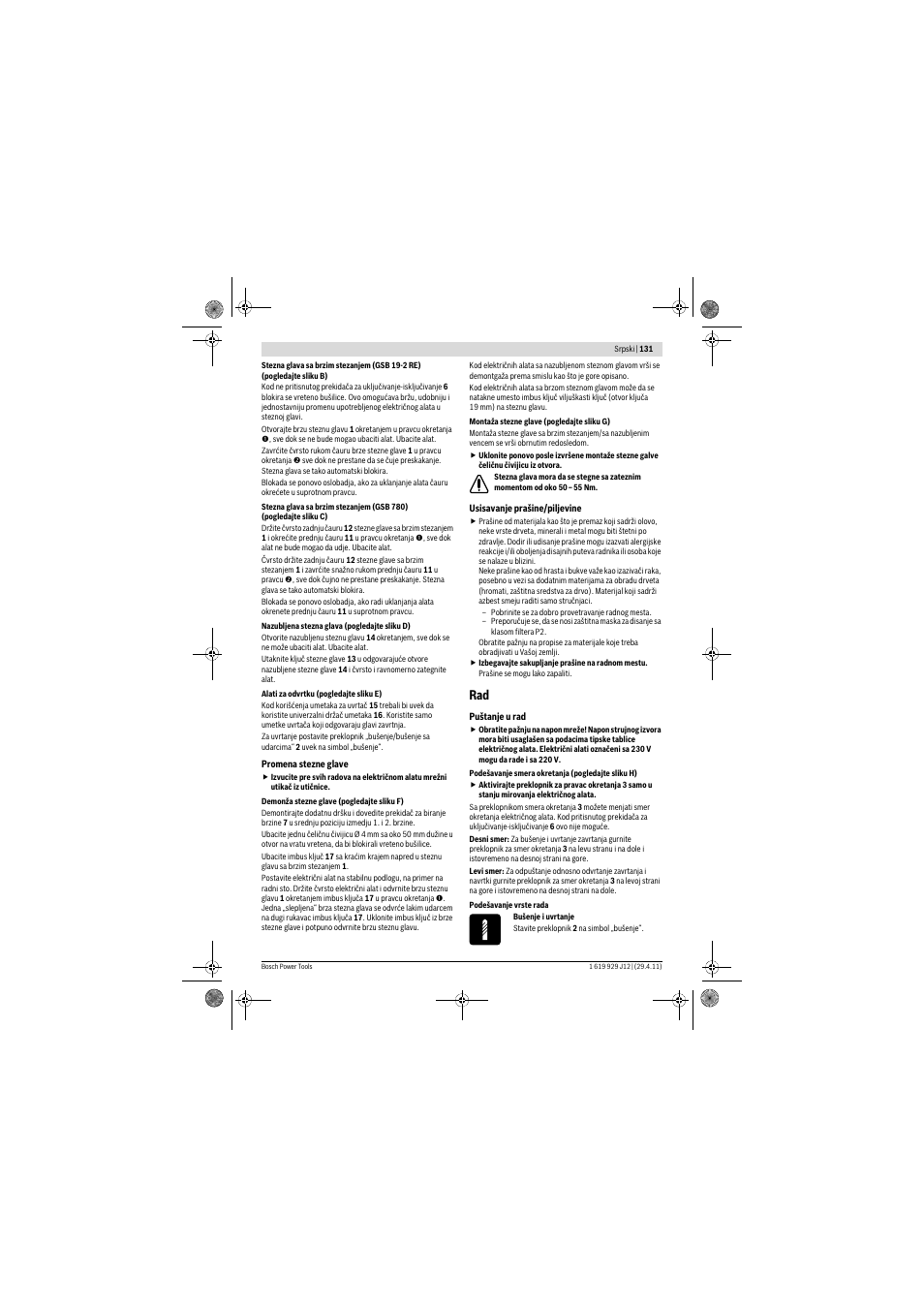 Bosch GSB 19-2 RE Professional User Manual | Page 131 / 172