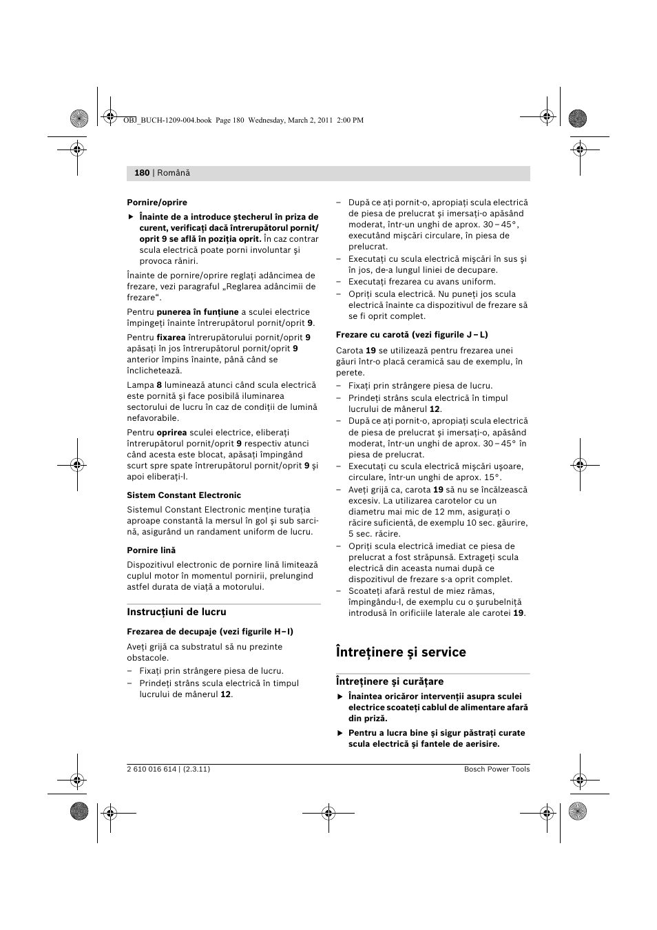 Întreţinere şi service | Bosch GTR 30 CE Professional User Manual | Page 180 / 256