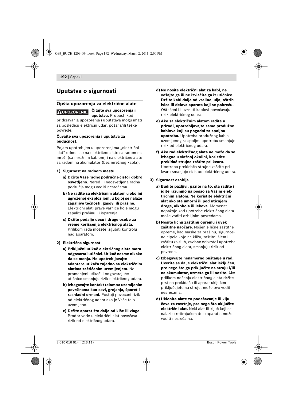 Uputstva o sigurnosti | Bosch GTR 30 CE Professional User Manual | Page 192 / 256