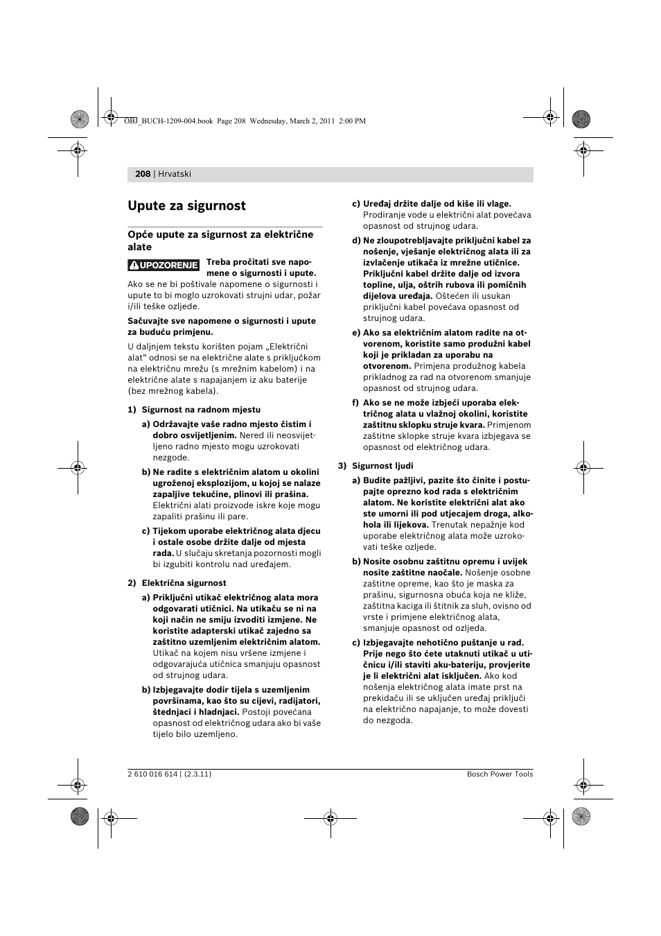 Upute za sigurnost | Bosch GTR 30 CE Professional User Manual | Page 208 / 256