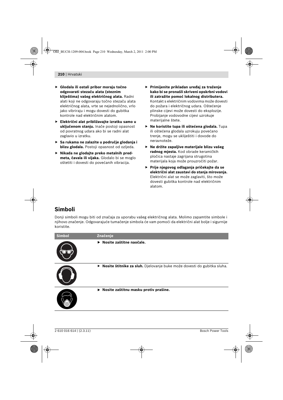 Simboli | Bosch GTR 30 CE Professional User Manual | Page 210 / 256