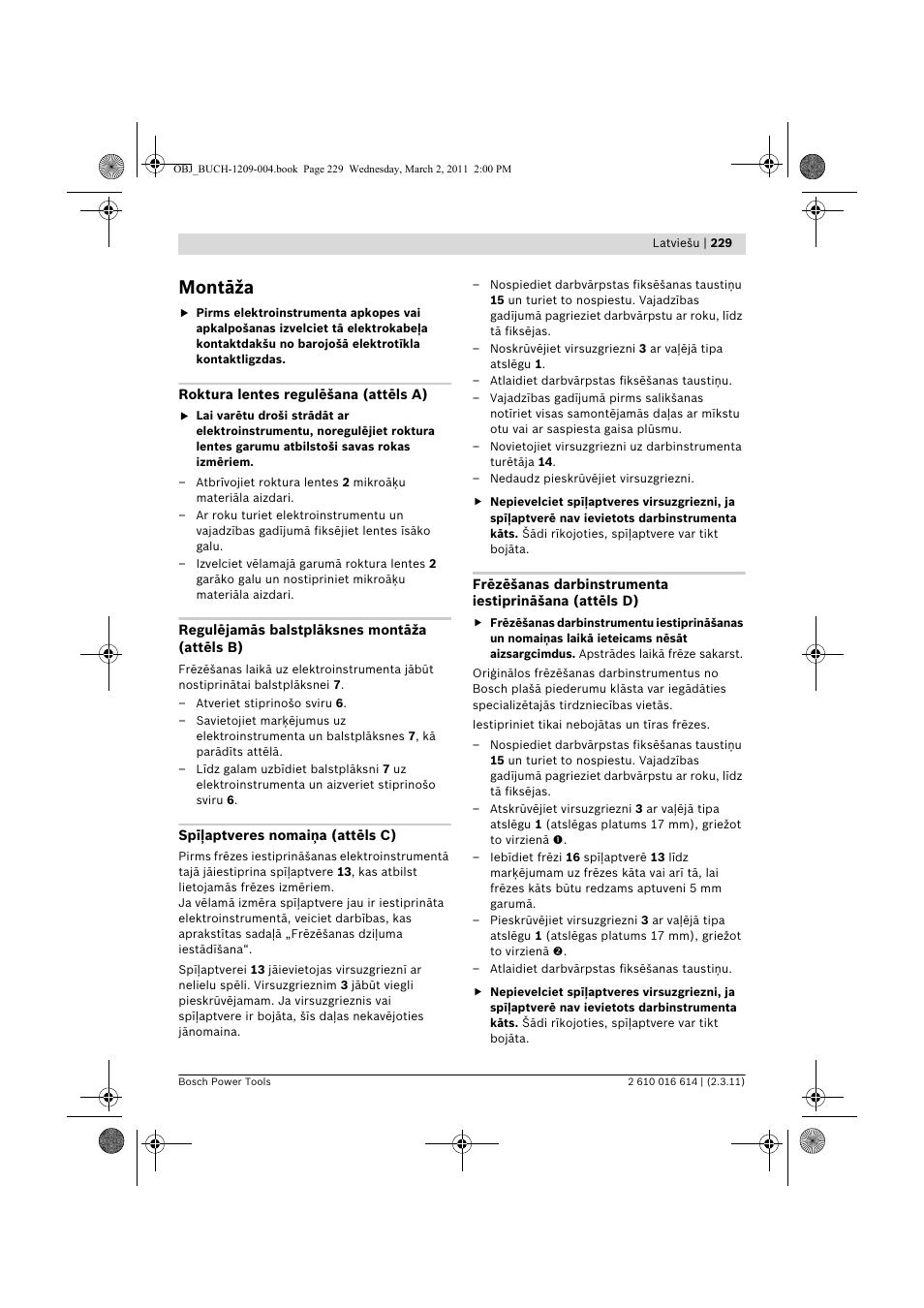Montāža | Bosch GTR 30 CE Professional User Manual | Page 229 / 256