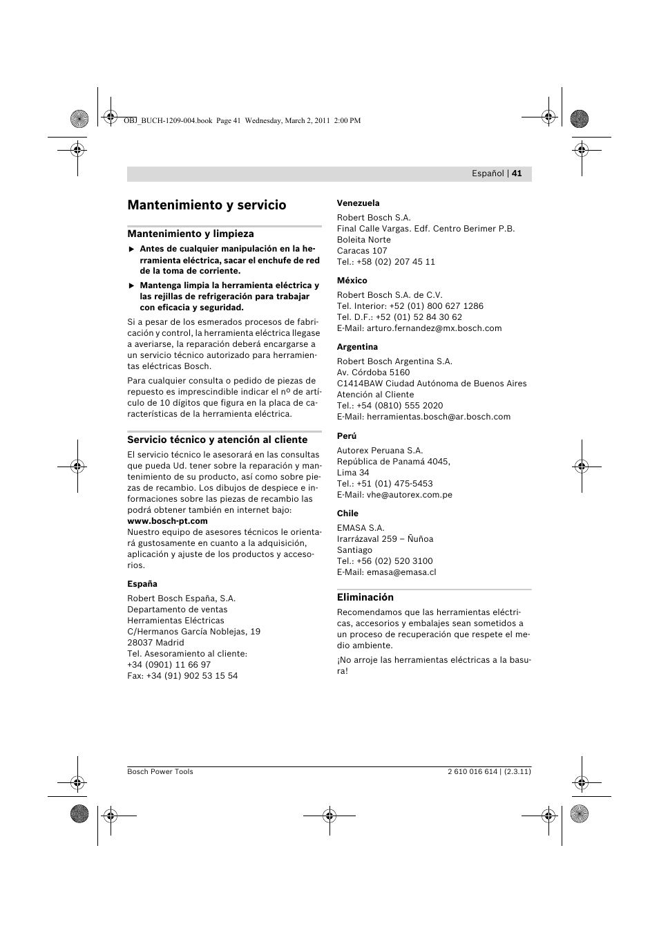Mantenimiento y servicio | Bosch GTR 30 CE Professional User Manual | Page 41 / 256