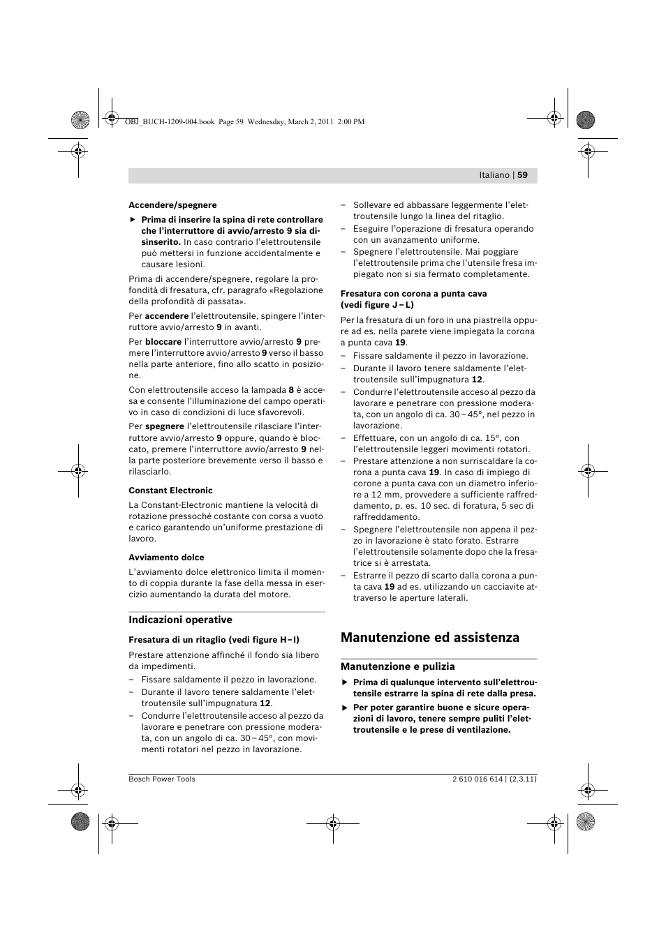 Manutenzione ed assistenza | Bosch GTR 30 CE Professional User Manual | Page 59 / 256
