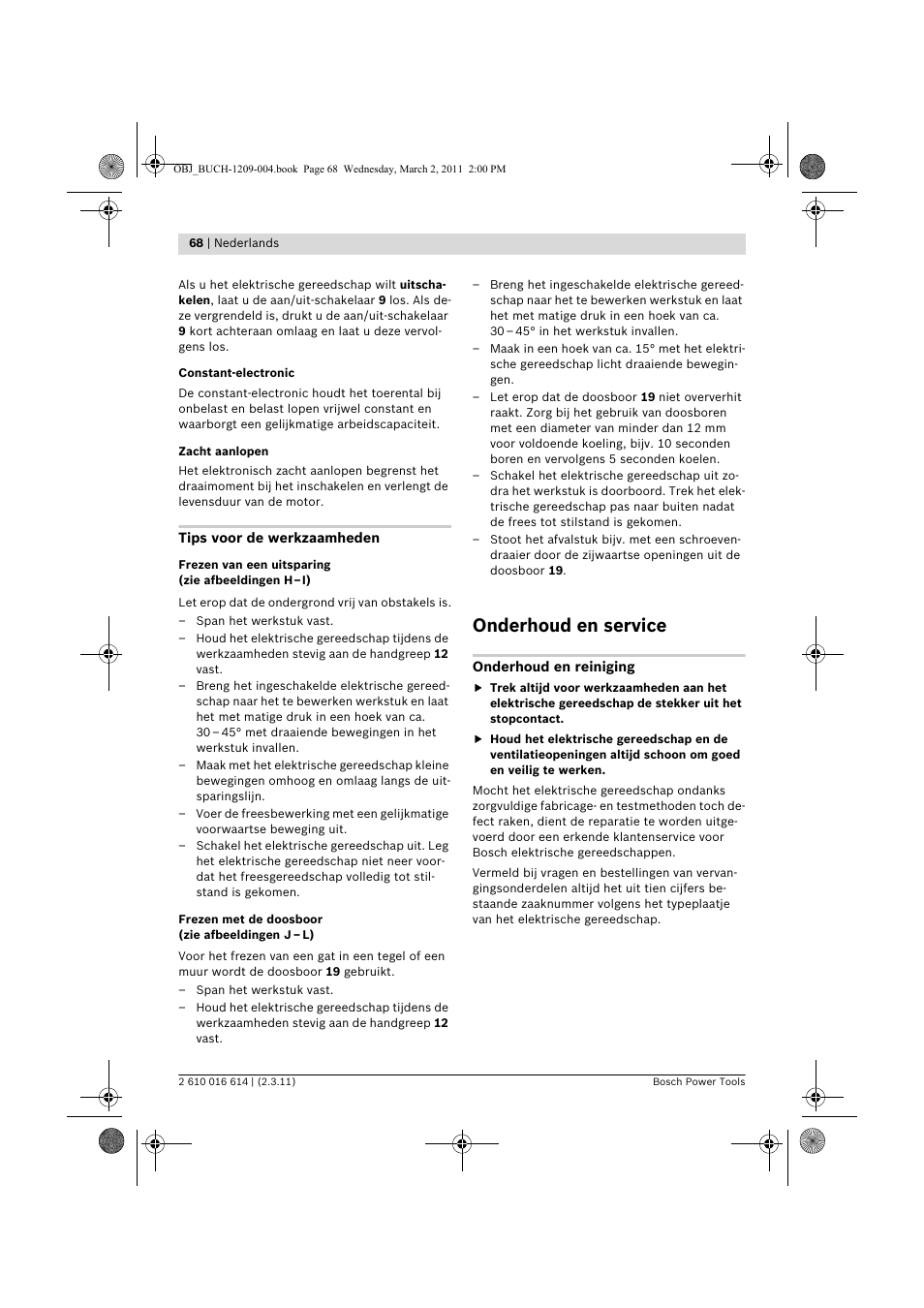 Onderhoud en service | Bosch GTR 30 CE Professional User Manual | Page 68 / 256