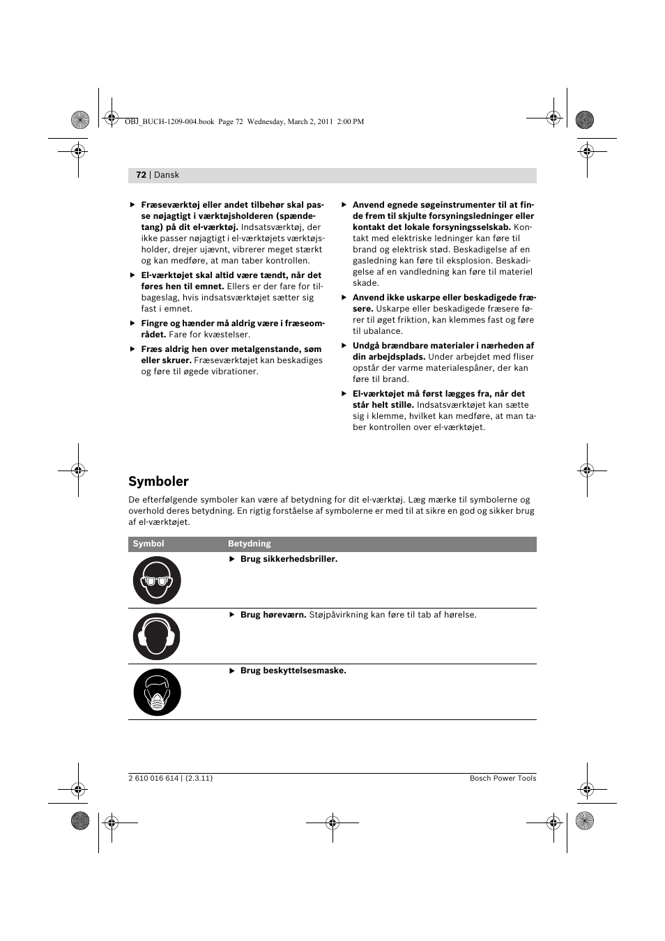 Symboler | Bosch GTR 30 CE Professional User Manual | Page 72 / 256