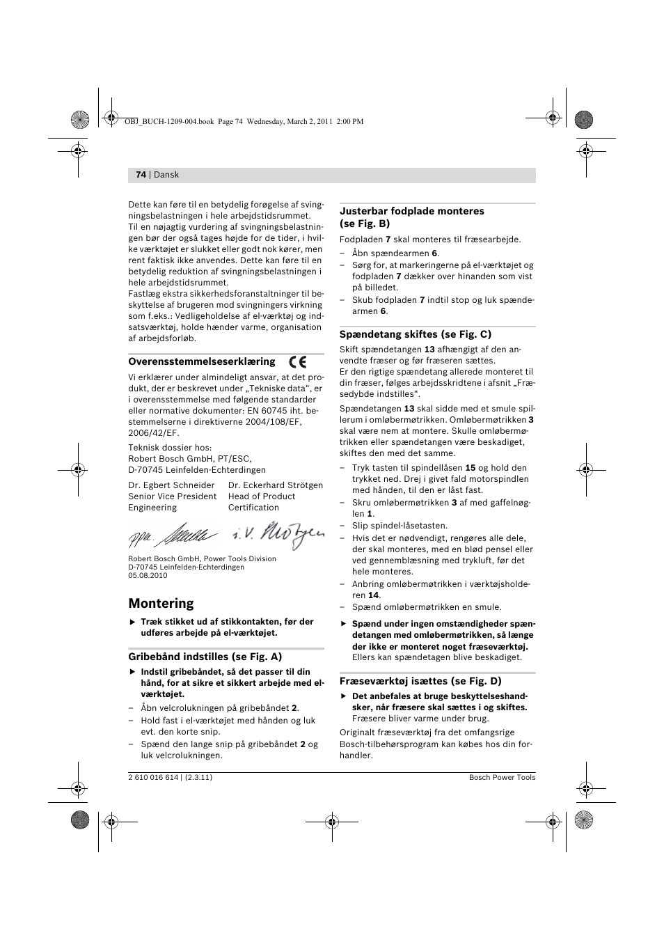 Montering | Bosch GTR 30 CE Professional User Manual | Page 74 / 256