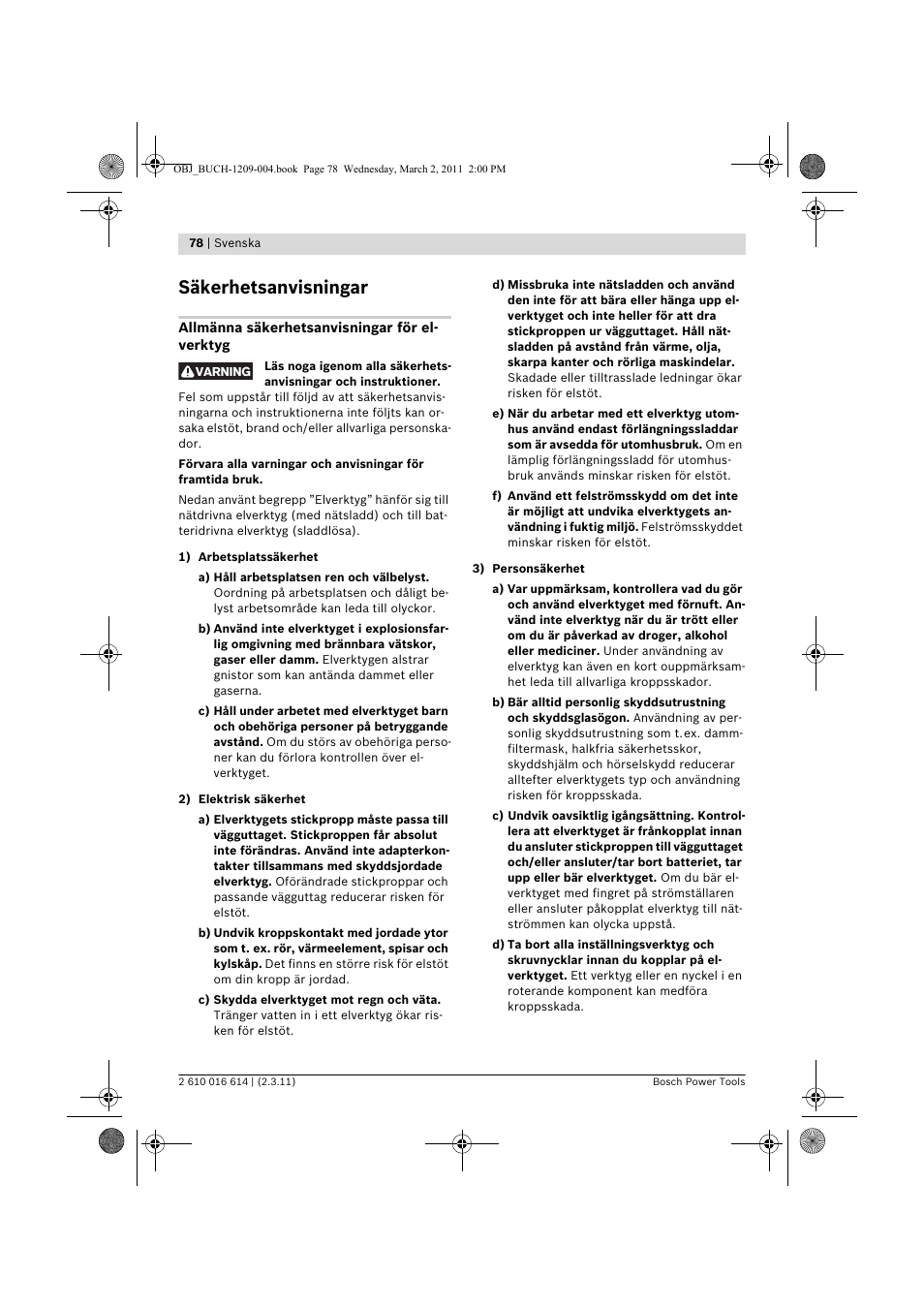 Säkerhetsanvisningar | Bosch GTR 30 CE Professional User Manual | Page 78 / 256