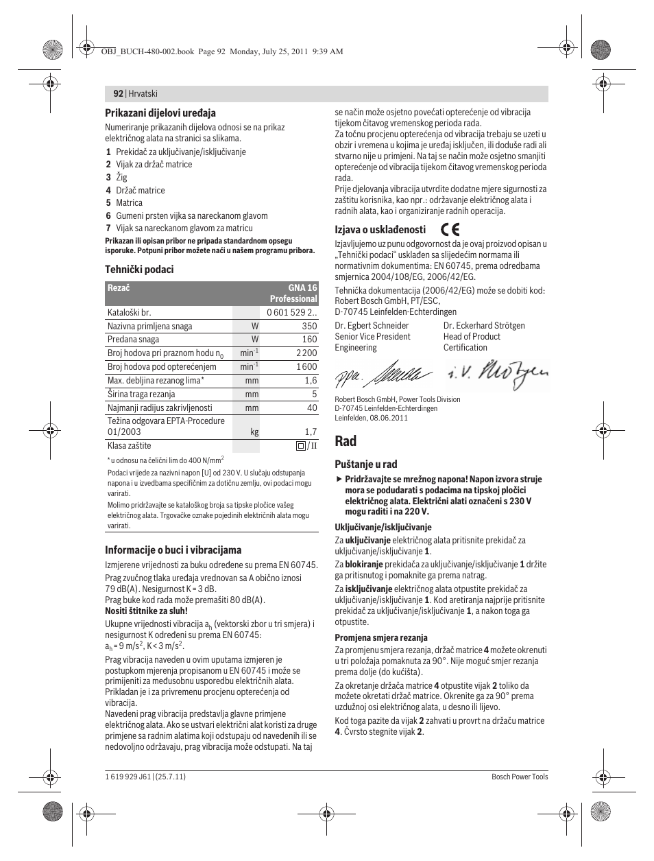 Bosch GNA 16 (SDS) Professional User Manual | Page 92 / 112