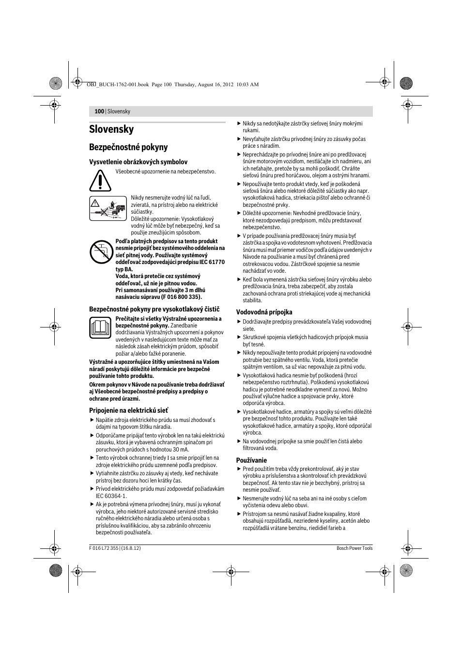 Slovensky, Bezpečnostné pokyny | Bosch GHP 5-14 User Manual | Page 100 / 198