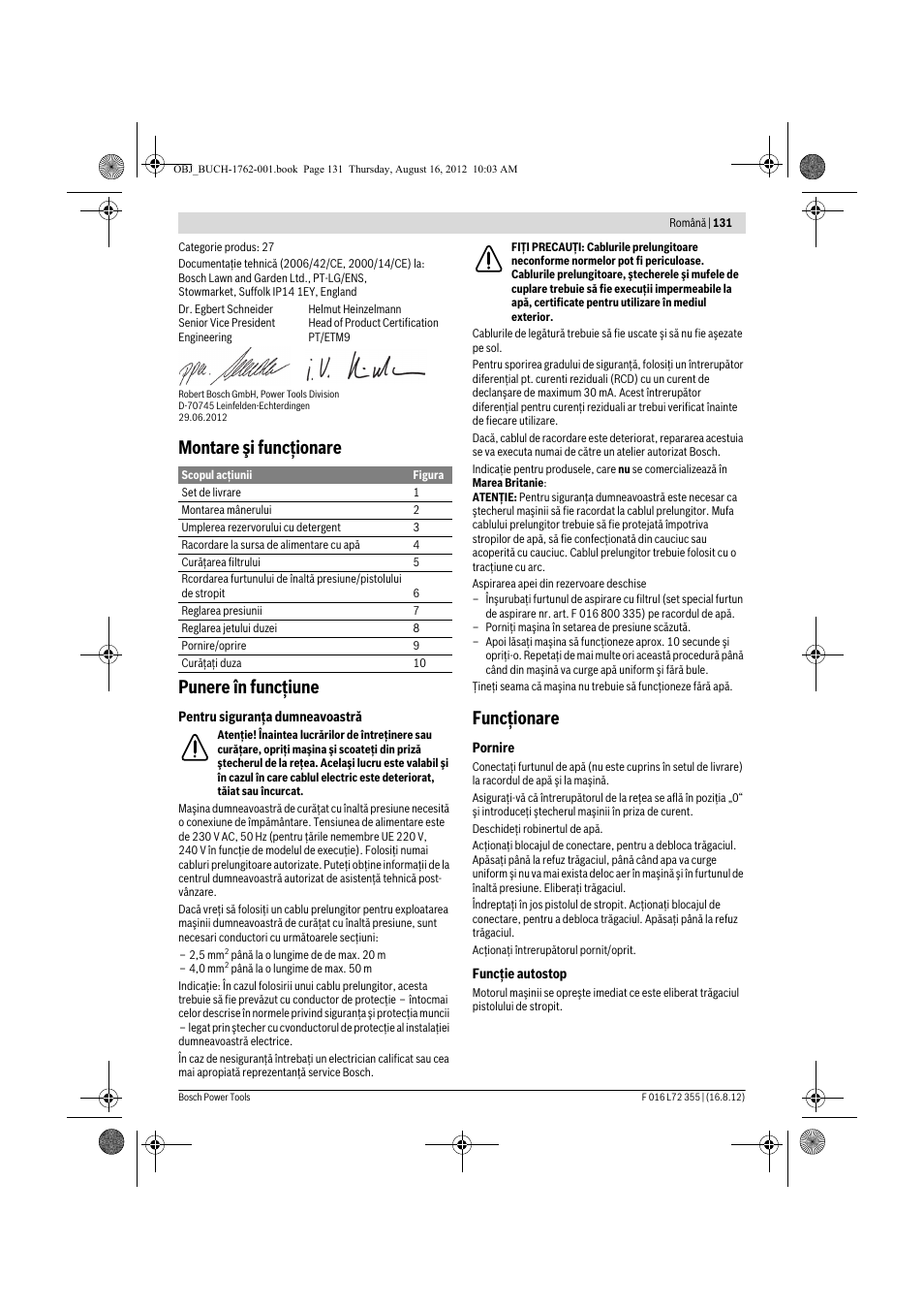 Montare şi funcţionare punere în funcţiune, Funcţionare | Bosch GHP 5-14 User Manual | Page 131 / 198