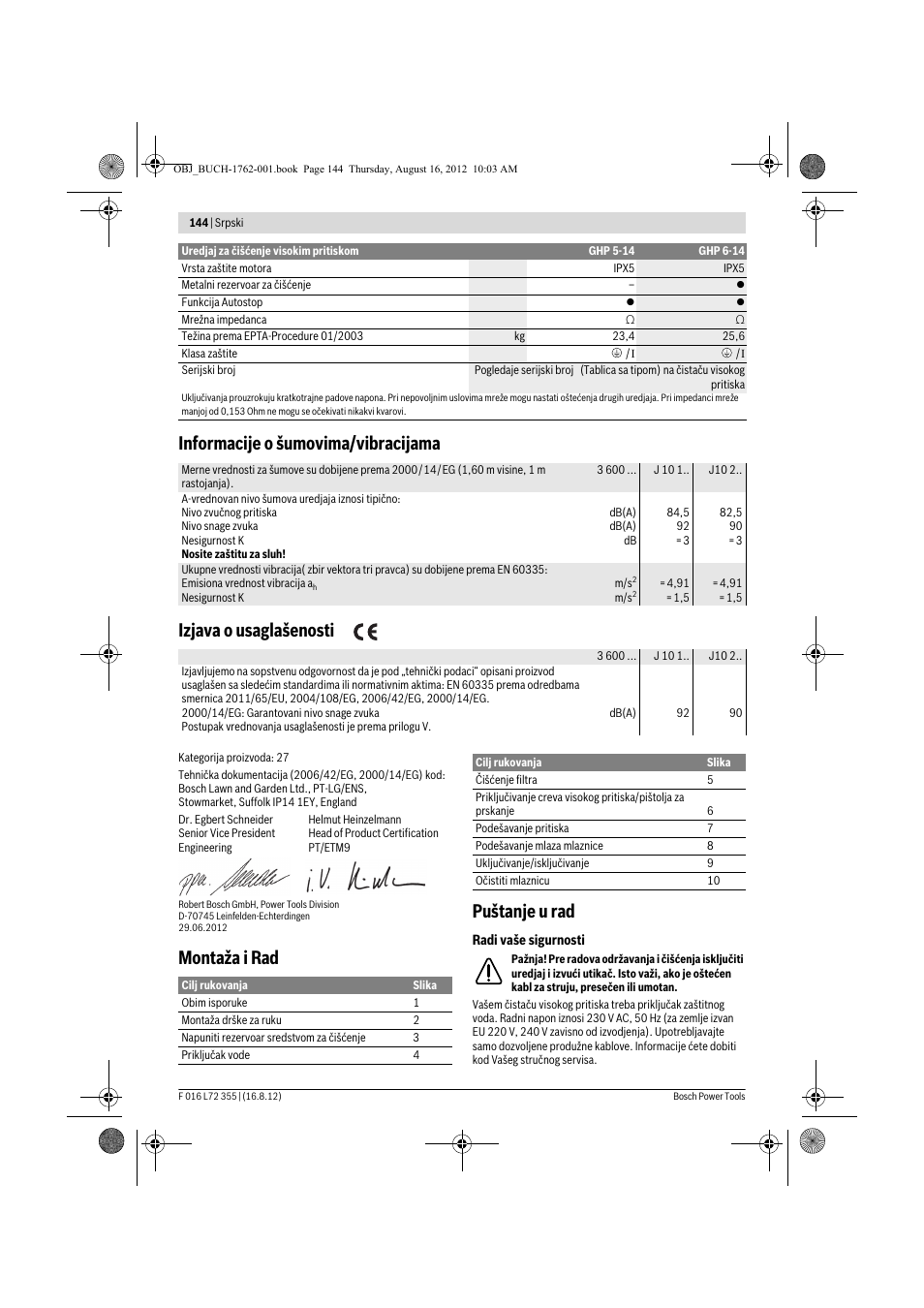Montaža i rad puštanje u rad | Bosch GHP 5-14 User Manual | Page 144 / 198