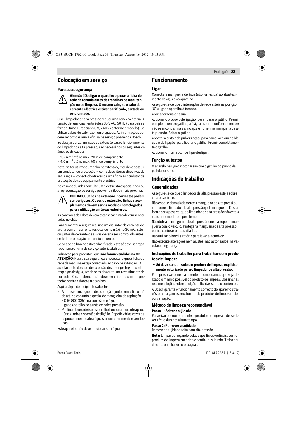Colocação em serviço, Funcionamento, Indicações de trabalho | Bosch GHP 5-14 User Manual | Page 33 / 198